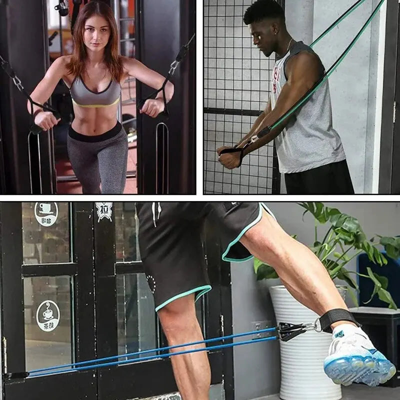 FuerzaFit® Bandas de Resistencia con Asas para Entrenamiento en Casa