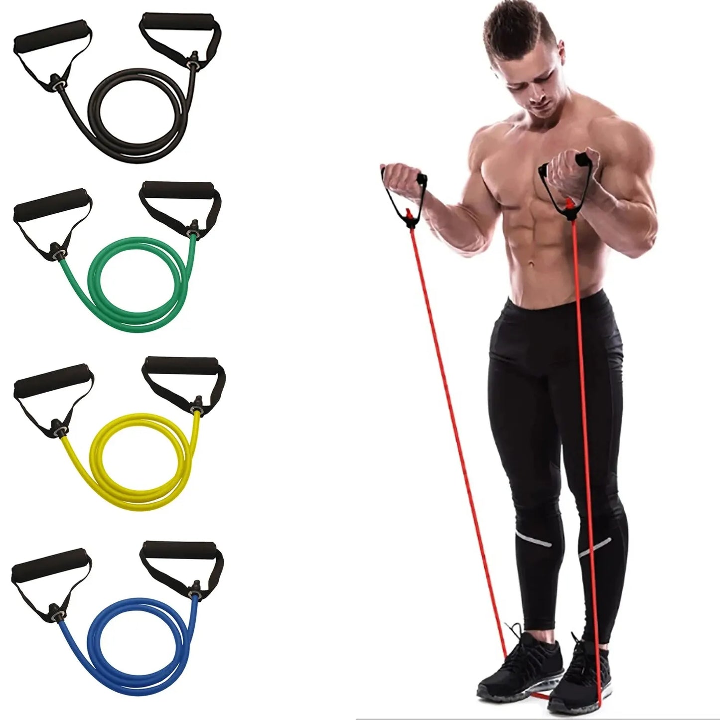 FuerzaFit® Bandas de Resistencia con Asas para Entrenamiento en Casa