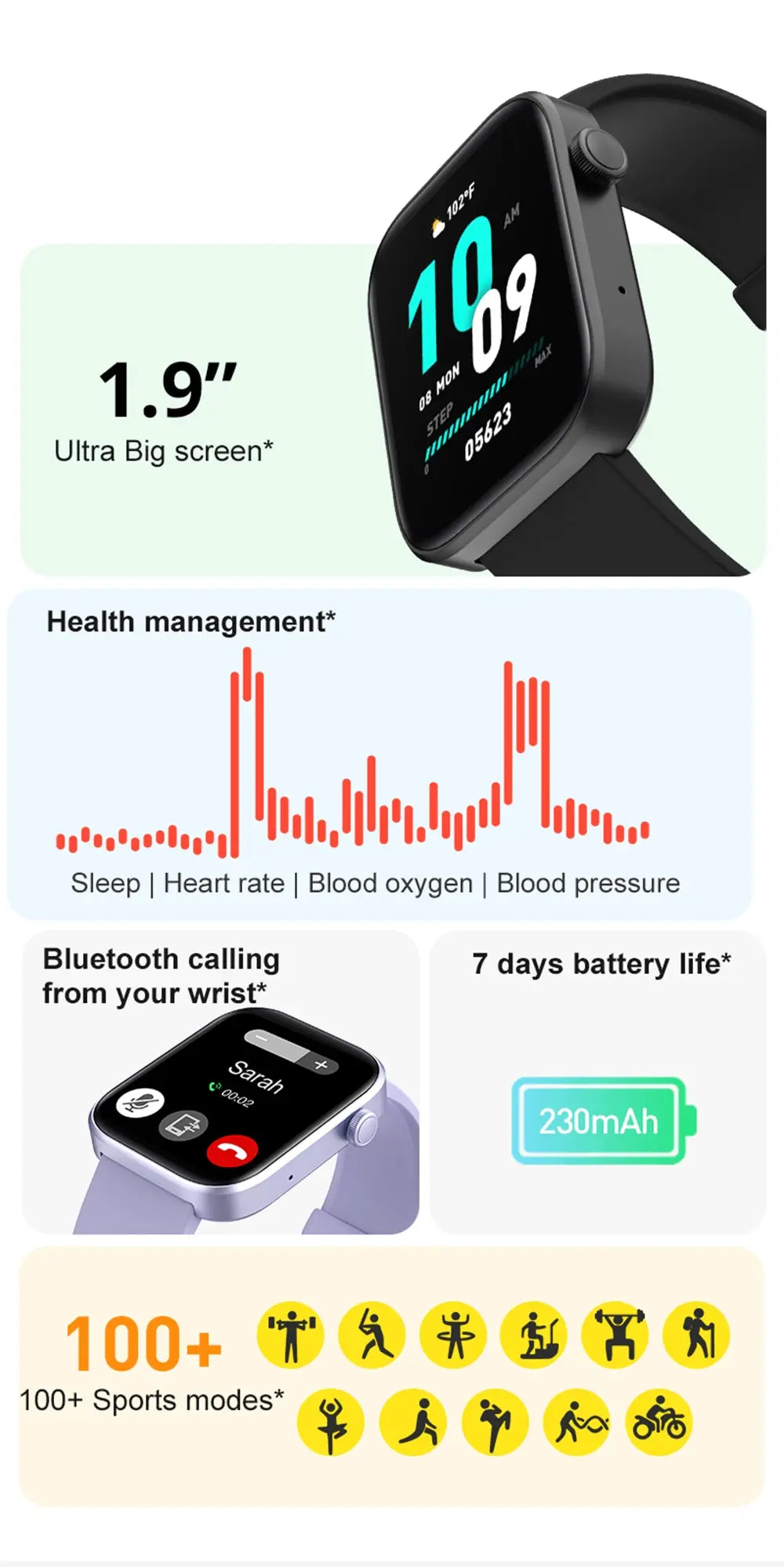 VitaWatch Pro® Smartwatch con Llamadas, Monitor de Salud y Notificaciones Inteligentes