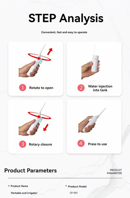 SonrisaPura® Irrigador Dental Portátil de Alta Presión